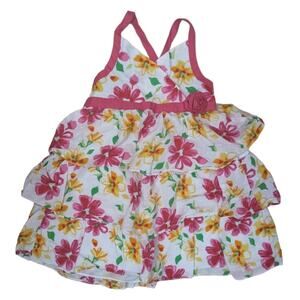Girls Bright Pink and Yellow Floral Dress